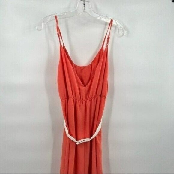 ASOS petite orange spaghetti strap dress white sequin belt size 4 - Picture 3 of 7
